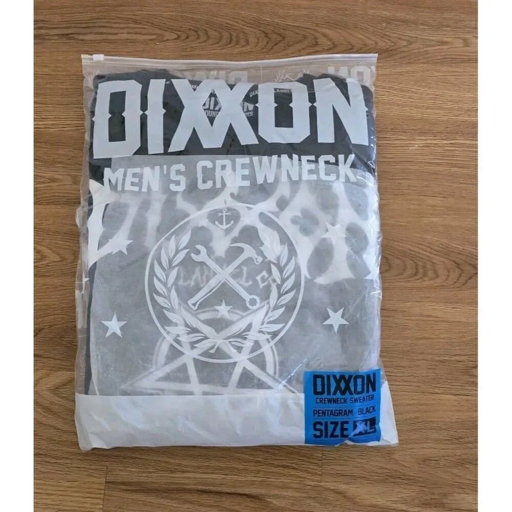 Dixxon Flannel Crewneck Sweater Fleece  Men's XL Black Long Sleeve NWT
